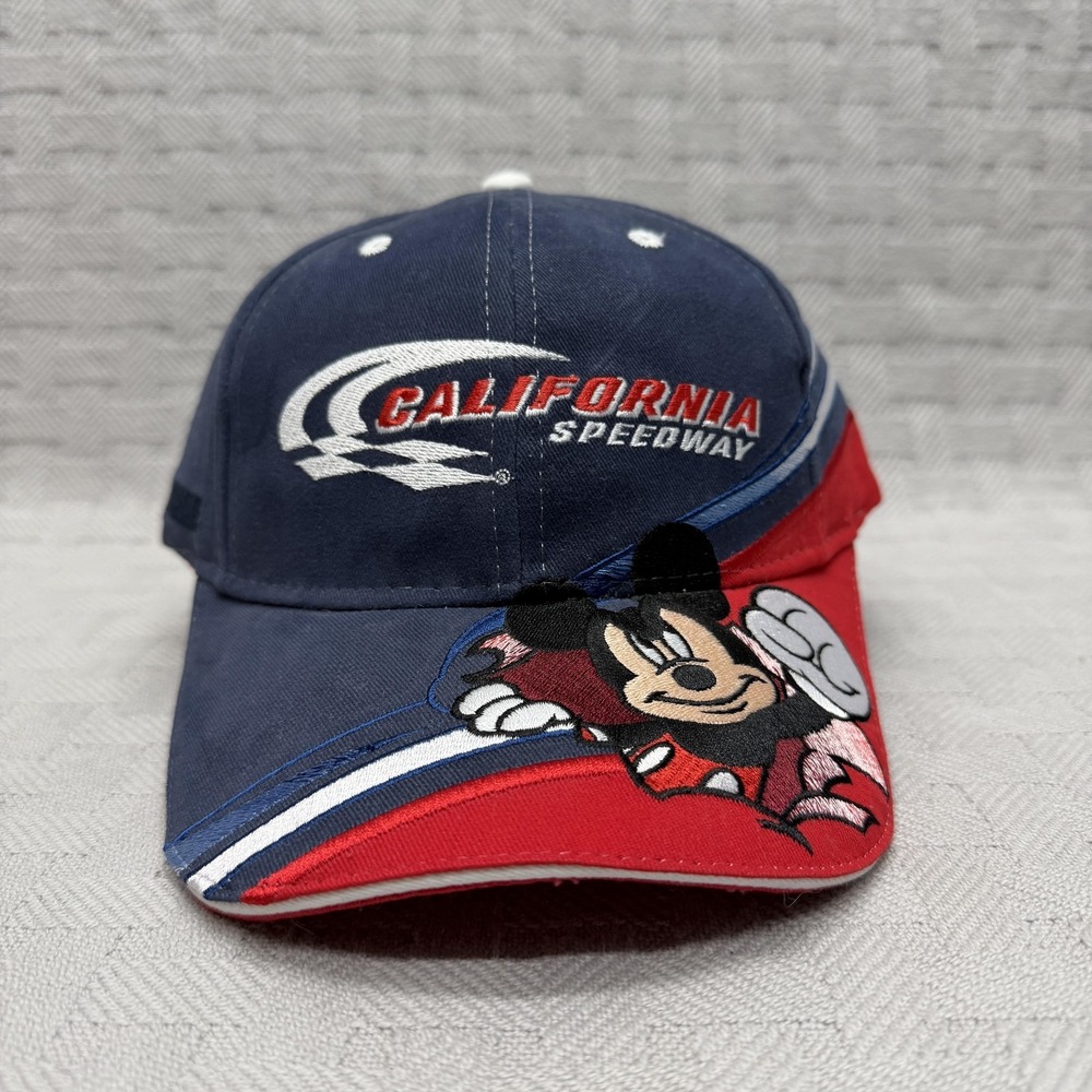 Vintage ISC Motorsports Hat Cap Strap Back Mens One Size Blue Mickey Mouse 2005